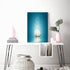 Teal Lotus Flower Canvas Wall Art Turquoise Decor for Bedroom Bathroom Abstract Picture Print Painting,Framed Artwork for Living Room,Office 8"Wx12"L