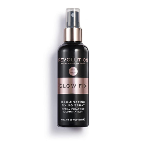 Makeup Revolution Setting Spray, Glow Fix Illuminating Fixing Spray, Gives A Dewy Finish, Vegan & Cruelty-Free, 3.38fl.oz/100ml
