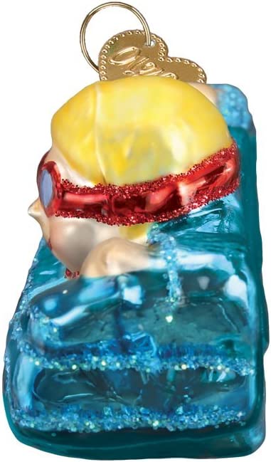 Old World Christmas Swim, Skis and Flippers Glass Blown Ornaments for Christmas Tree, Swimmer