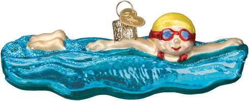 Old World Christmas Swim, Skis and Flippers Glass Blown Ornaments for Christmas Tree, Swimmer