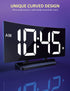 Digital Alarm Clock for Bedrooms, Bedside Clock with 6 Levels of Brightness, Snooze, Adjustable Volume and 3 Alarm Sounds, 12/24Hr, Easy to Set, Curved Design, Compact Desk Clock for Bedroom Decor