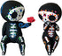 Sugar Skull Couple Statue, Sugar Skull Figurine, Resin Crafts Cute Statue Skull - Resin Skull Statue Home Decor, Adorable Skull Sculpture Memorial Statue Halloween Skull Statues Gifts (C)