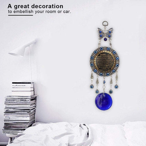 Turkish Blue Evil Eye Beads withOrnament Amulet Delicate Blue Glass Pendant Home Lucky Protection Wall Hanging Decor