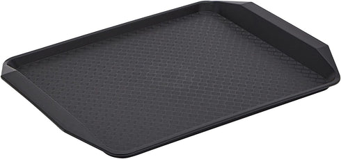 Black Plastic Serving Trays for Eating, Cafeteria, Fast Food (12 x 17 in, 8 Pack)