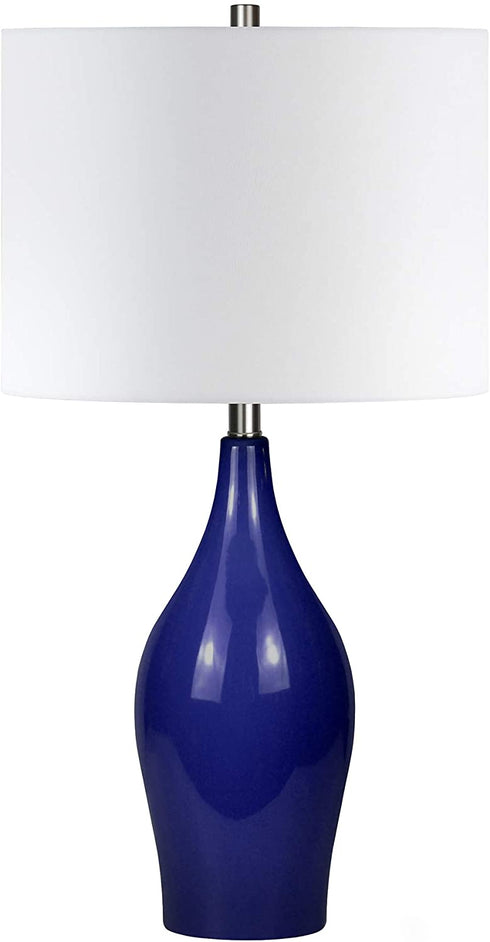 Henn&Hart Traditional Porcelain Table Lamp with Fabric Shade in Navy Blue