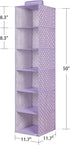 Utureal 6-Shelf Hanging Closet Organizer, Fabric Foldable Clothes Storage Hanging Shelves for Bedroom Kids Nursery Room, Space Saving Sturdy Shelf Unit for Travel Trailer Camping| Polka Dots, Purple