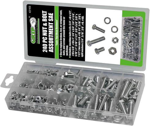 Grip 240 pc Nut & Bolt Assortment SAE