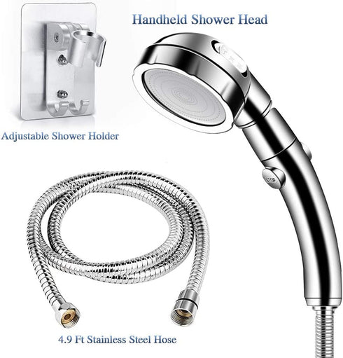 Handheld Shower Heads with Hose and Holder, High Pressure Shower Head with 3 Spray Settings and On/Off Switch Detachable Shower - (3-kit)