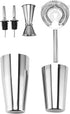 Boston Shaker Tins18oz Unweighted & 28oz Weighted,Cocktail Shaker Set with Jigger,Strainer,Liquor Pourer.Bartender Kit-Martini Drink Shaker-4pc Bar Set.