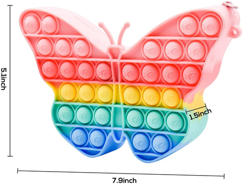HOMICO Pop Shoulder Bag Fidget Toy Rainbow Butterfly Pop Fidget Bag Toy Silicone Pop Bubble Sensory Fidget Toy School Supplies Birthday Party Favors for Girls