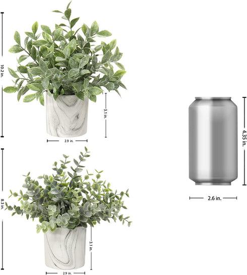 Hollyone Faux Plants Indoor Artificial Mini Potted Plants Plastic Green Plant Small Fake Plants Eucalyptus Decor in Pots for Home Table Room Bathroom Decor