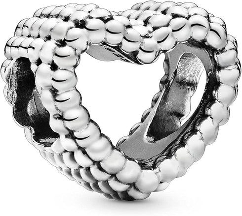 Pandora Jewelry Beaded Heart Sterling Silver Charm