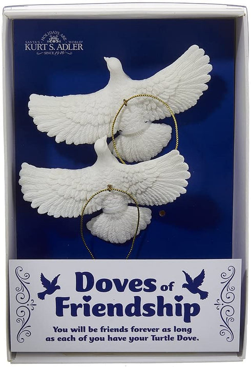 Kurt Adler 4.5" Resin Friendship Dove Ornament Set of 2