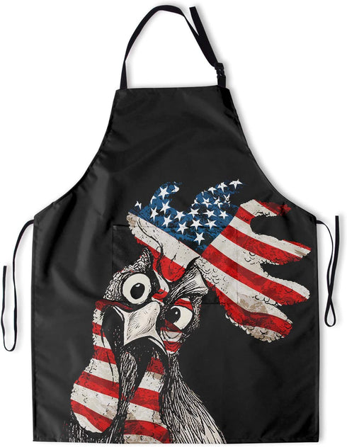 Fashion Apron Funny Chicken Illustration Print Kitchen Chef's Aprons with Adjustable Straps, Cross Back for Home, Artist, Crafting, Restaurant