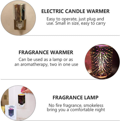 Uonlytech Electric Wax Melt Warmer Plug-in Glass Fragrance Warmer Oil Burner Scent Wax Tart Warmer Lamp Night Light for Spa Wedding Home Decor