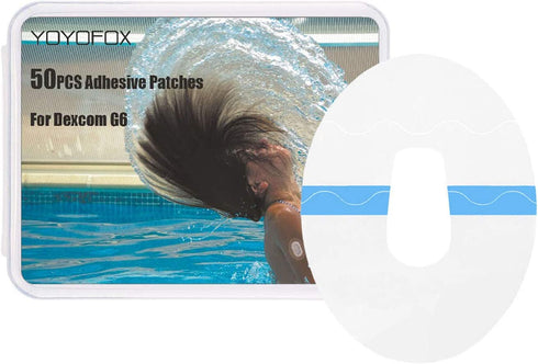 50pcs Transparent Dexcom G6 Adhesive Patches , YOYOFOX Waterproof and Hypoallergenic G6 Overpatch That Lasting up to 10days,Latex Free (50pcs)