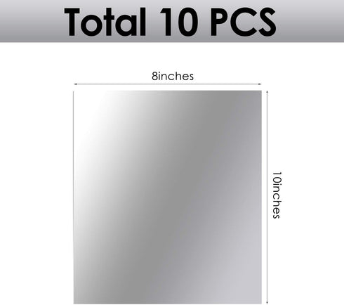 BBTO BBTO 10 Pieces Flexible Mirror Sheets Self Adhesive Non Glass Mirror Tiles Mirror Stickers for Home Wall Decor (8 x 10 Inch)
