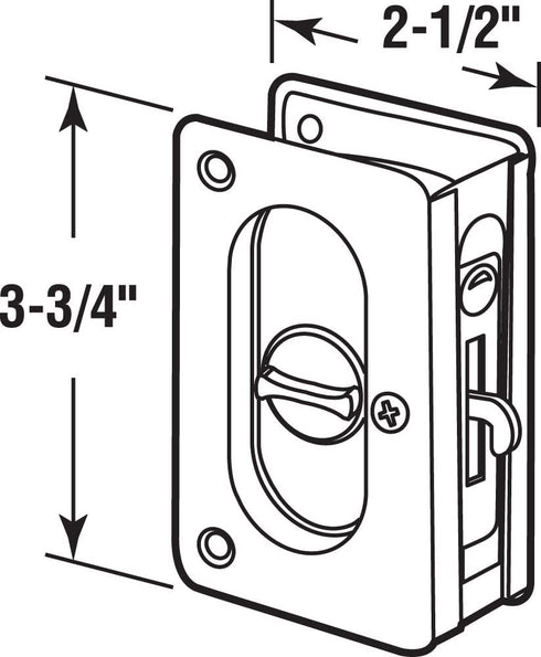 PRIME-LINE N 7367 Pocket Door Privacy Lock with Pull - Replace Old or Damaged Pocket Door Locks Quickly and Easily Satin Nickel, 3-3/4
