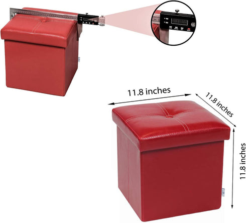B FSOBEIIALEO Folding Storage Ottoman, Faux Leather Footrest Seat Coffee Table Toy Chest for Kids, Red 11.8"x11.8"x11.8"