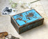 Great Birthday Gift Ideas Handmade Decorative World Map Wooden Jewelry Box Treasure Box Jewelry Organizer Keepsake Box Treasure Chest Trinket Holder Lock Box Watch Box (Blue Wash Finish)