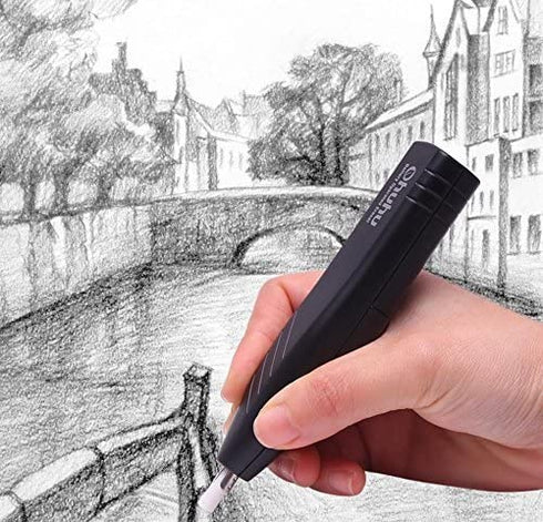 Ohuhu Electric Eraser Kit with 40 Eraser Refills and 1 Eraser Brush, Auto Erasers for Artist Drawing, Painting, Sketching, Drafting, Architectural Plans, Arts and Crafts,Battery Operated Pencil Eraser