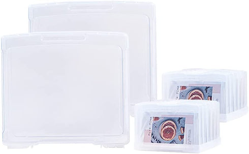 novelinks Scrapbook Storage 11" x 11" Portable Project Case and 6 Pieces 4" x 6" Clear Photo Storage Case with Tray (2 Pack)