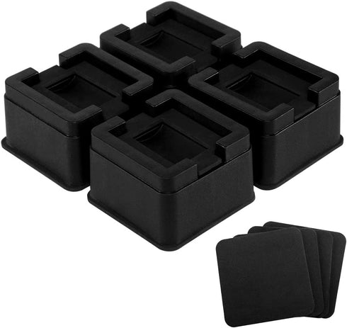 Joyclub 2 Inch Heavy Duty Bed Risers Durable and Stackable Bed Lifts Fits to Casters or Legs of Sofa, Table, Couch and Bed Frame (4 Pack)