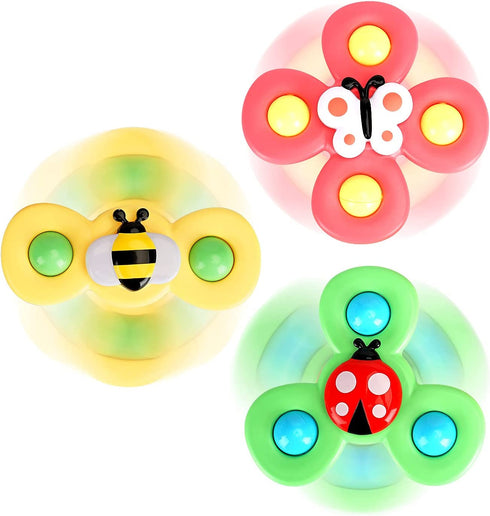3PCS Suction cup spinner toys for 1 2 Year old boys|Spinning top baby toys 12-18 months|First birthday baby gifts for 1 Year old girls|Sensory toys for toddlers 1-3