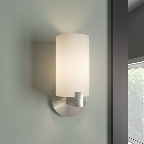 Design House 587543 Eastport Classic Contemporary Indoor Dimmable Wall Light with Frosted Glass, 1-Light Light, Satin Nickel