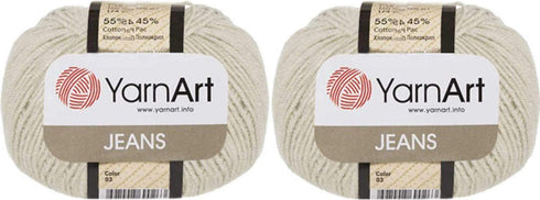 Amigurumi Cotton Yarn, YarnArt Jeans Yarn 55% Cotton 45% Acrylic Lot of 2 Skein 100gr 350yds Knitting Acrylic Cotton 2 Sport Yarn (03)