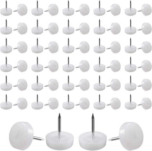 100 Pcs White Sliders for Chair Legs Nylon Slider Glides Table Feet | Furniture Sliders Nail Furniture Feet | Chair Leg Floor Protectors 18 mm Nail Furniture Pads for Chair Legs Nylon Chair
