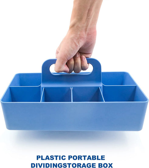 souG New Plastic Portable Makeup Organizer Caddy Tote Divided Basket Bin with Handle,DIY Dividers?8 Compartments?Office Supplies Organizer, Portable Basket Storage Organizer(Blue)