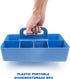 souG New Plastic Portable Makeup Organizer Caddy Tote Divided Basket Bin with Handle,DIY Dividers?8 Compartments?Office Supplies Organizer, Portable Basket Storage Organizer(Blue)