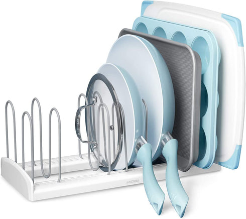 YouCopia StoreMore Adjustable Rack Cabinet Organizer for Pans Sheets and Pot Lids, Large, White