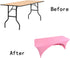 Spandex Fitted Stretch Tablecloth Rectangular Polyester Table Cover for Wedding Banquet Party ( 6 ft. Open Back, Pink )