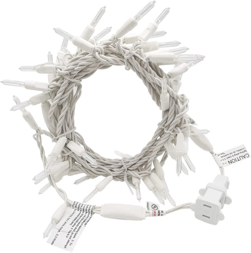 Yirunfa Christmas String Lights 50 Warm White LED T5 Xmas Light 17FT, 120V UL, White Wire Connectable for Outdoor and Indoor Decorations, Wedding, Tree, Garden, Bedroom