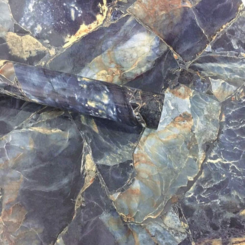 UPREDO Blue Stone Marble Paper Granite Effect Countertops Gloss Vinyl Film Self Adhesive 12inch by 79inch (Blue Stone)