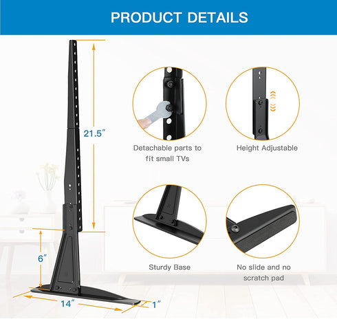 PERLESMITH Universal Table Top TV Stand for 22 - 65 Inch Flat Screen, LCD TVs Premium Height Adjustable Leg Stand Holds up to 110lbs, VESA up to 800x500mm
