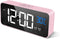 LATEC Alarm Clocks, Large LED Digital Alarm Clock with Temperature, Snooze, USB Charging and Dual Alarms Multi Ringtones for Bedroom, Bedside, Living Room, Office (Pink)