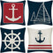 JOTOM Set of 4 Decorative Cushion Covers Square Nautical Sailing Throw Pillow Covers Home Decor Design Set Covers Cushion Case for Sofa Bedroom Car 18x18 Inches (Anchor)