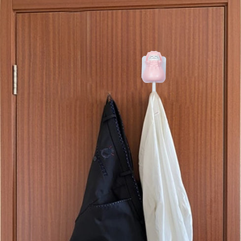 NUANNUAN 4 Pieces Coat Hooks Cute Cat Shape Punch Free Adhesive Hooks, Plastic Creative Home Storage Utility Wall Decorations Hanger Holder for Hanging Hat Towel Backpacks Key Scarf Bags