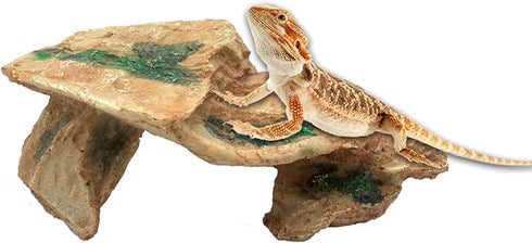 Tfwadmx Bearded Dragon Basking Platform, Resin Reptile Climbing Shale Step Ledge Ramp Rock Hideout Cave Terrarium Landscape Hiding Spot for Turtle Lizard Leopard Gecko Snake Chameleon Frog
