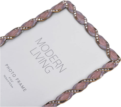 NIKKY HOME 4x6 Purple Jeweled Picture Frame Vintage Desktop - Holds 4" x 6" Photos, Mauve