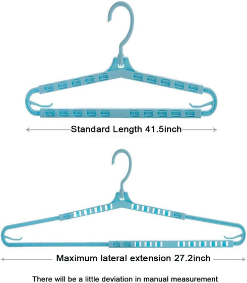 Extra Large Hangers Big Clothes Hangers Enlarge Adjustable Shoulder 16.4"-27.2" Drying Hanger 4 Pack Sturdy Hangers for Wide Polos Tops Cardigans Quilt Bath Towel Big and Tall Shirts 4 Colors Hanger