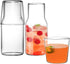 YOUEON Bedside Water Carafe Set with Tumbler Glass, 17 Oz Besides Carafe, Glass Mouthwash Bottle for Bedroom, Bathroom or Kitchen,Clear