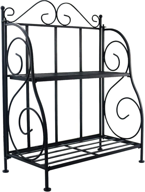 Sunnyglade Spice Rack, 2-Tier Foldable Shelf Rack Kitchen Bathroom Countertop, 2-Tier Standing Storage Organizer Spice Jars Bottle Shelf Holder Rack -Black
