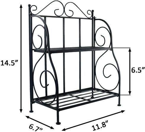 Sunnyglade Spice Rack, 2-Tier Foldable Shelf Rack Kitchen Bathroom Countertop, 2-Tier Standing Storage Organizer Spice Jars Bottle Shelf Holder Rack -Black
