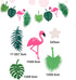 Pink Flamingo Hawaiian Party Balloons Tropical Arch Garland Kit Luau Jungle Party Supplies Palm Leaves Strip Confetti Latex Balloon for Luau Jungle Decoration