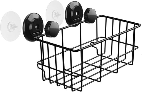 SANNO Adhesive & Suction Shower Caddy, Deep Bathroom Basket Suction Cup Large Shower Caddy Bath Organizer Kitchen Storage Basket for Gel Holder Bathroom Storage Shampoo, Conditioner,Stainless Steel