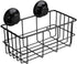SANNO Adhesive & Suction Shower Caddy, Deep Bathroom Basket Suction Cup Large Shower Caddy Bath Organizer Kitchen Storage Basket for Gel Holder Bathroom Storage Shampoo, Conditioner,Stainless Steel